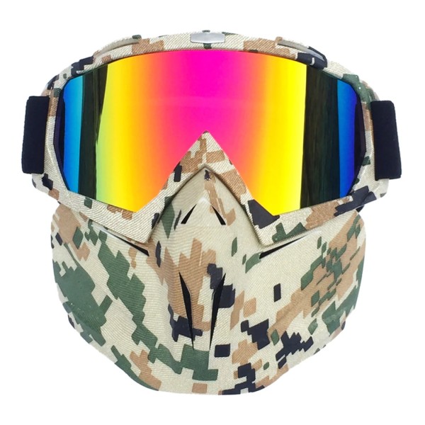 Face protection mask, made from hard plastic + ski goggles, multicolor lenses, model MCMFP01
